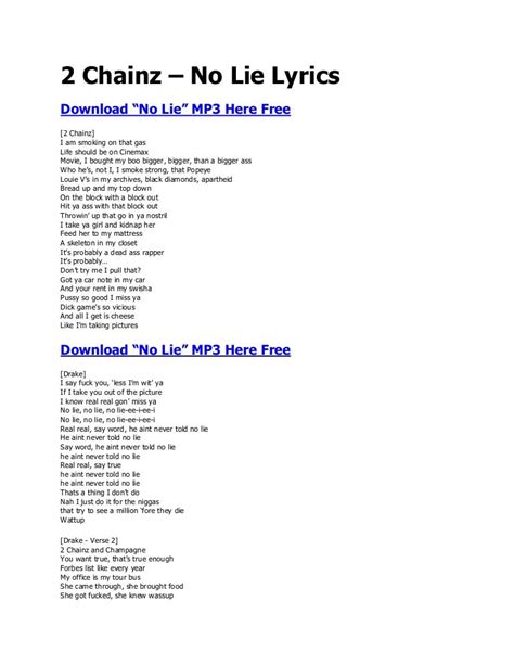 Lyrics for No Lie by 2 Chainz 